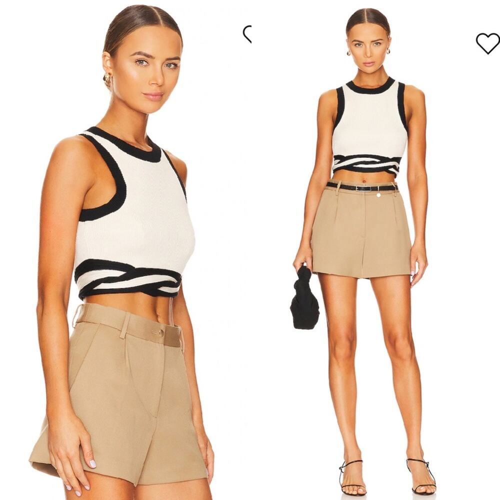 REVOLVE Black-Trim White Knit Crop Top